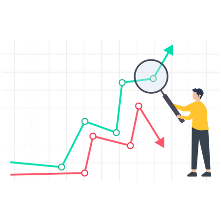 Empresário em busca de oportunidade de investimento  Ilustração