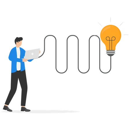Empresario encontrando idea  Ilustración