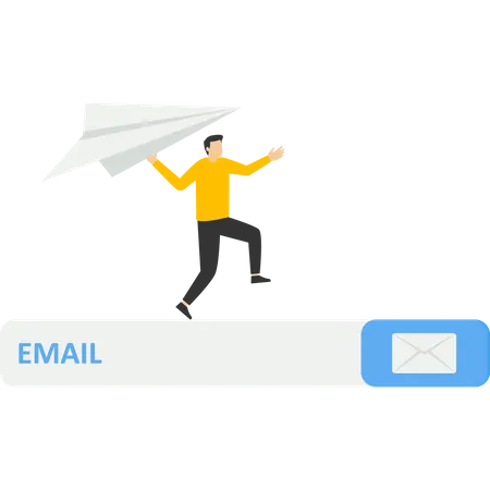 Empresário envia um e-mail  Ilustração