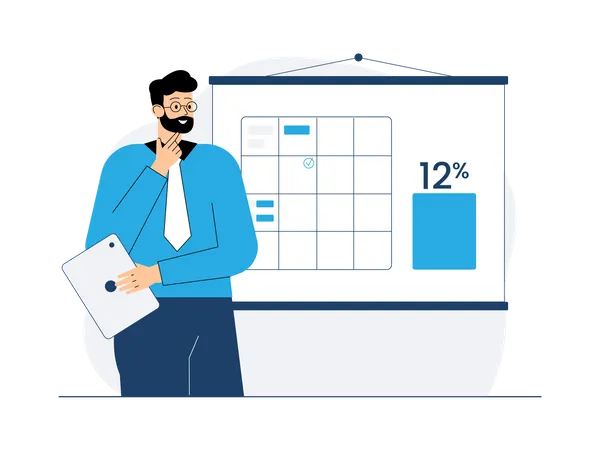Empresário fazendo gerenciamento de calendário  Ilustração