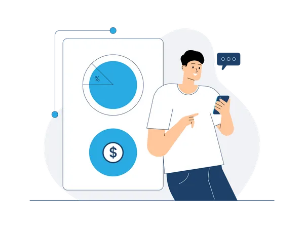Empresário fazendo gestão financeira  Ilustração