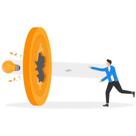 Idea de negocio innovadora de un empresario  Ilustración