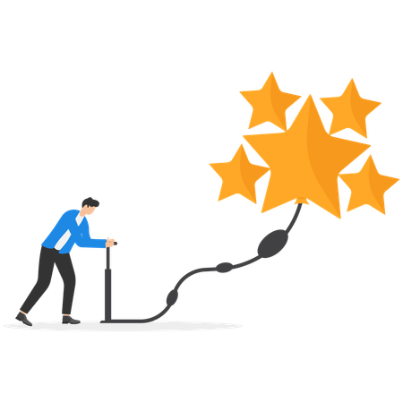 Empresário preenchendo o espaço em branco para feedback do cliente sobre a qualidade do produto e serviço  Ilustração