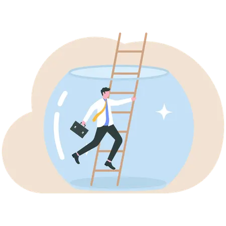 Empresário tentando sair da zona de conforto para ter sucesso  Ilustração