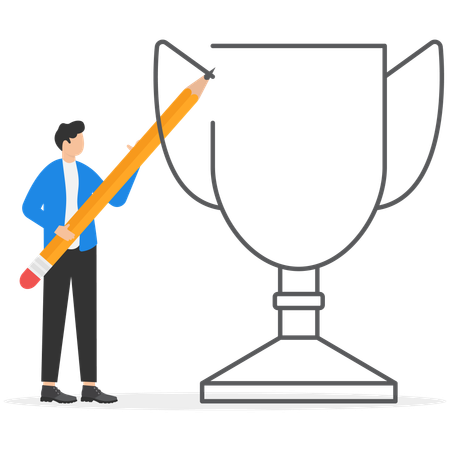Empresário trabalhando na mentalidade de sucesso  Ilustração