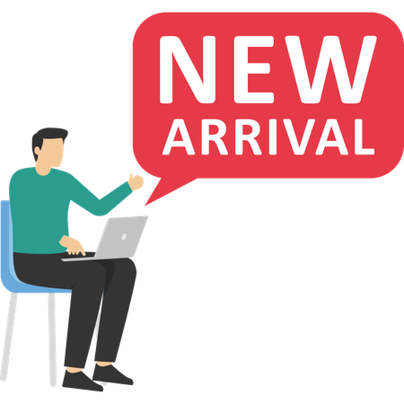 Empresário trabalhando no laptop enquanto procura uma nova mensagem de chegada  Ilustração