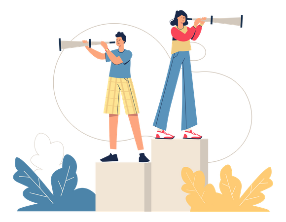 Pessoas de negócios em busca de oportunidades  Ilustração