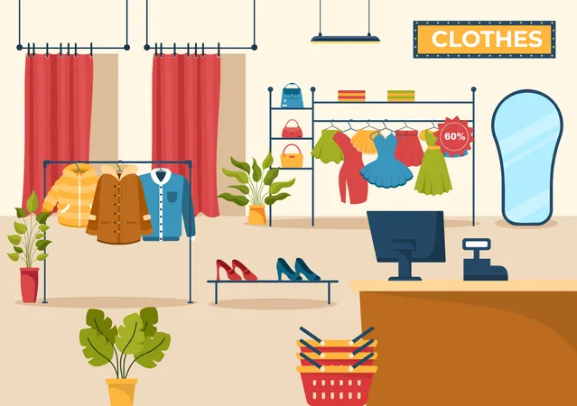 Empty fashion shop  イラスト