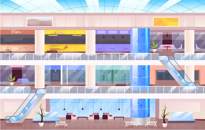 Empty shopping mall イラスト