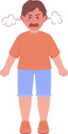 Petit garçon en colère criant  Illustration