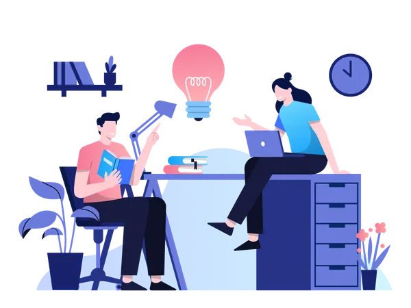 Encontrar una idea innovadora por parte del equipo del proyecto  Ilustración