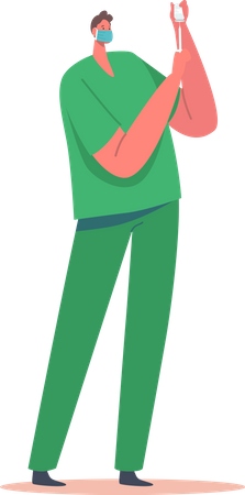 Enfermera de cirugía con uniforme verde  Ilustración
