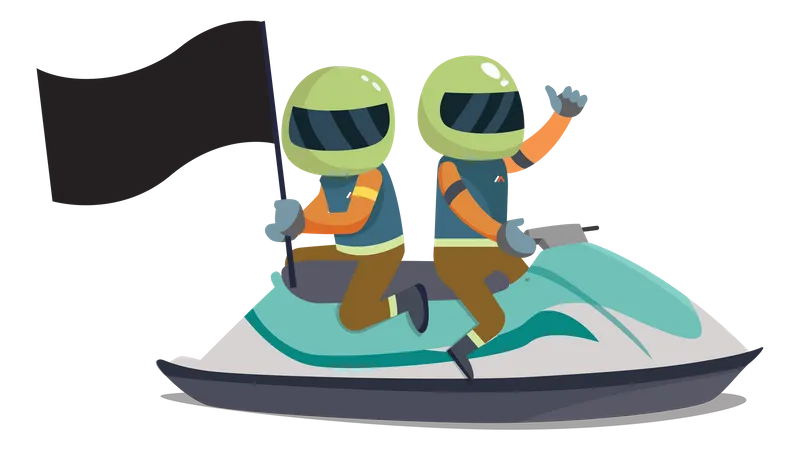 Enjoying water scooter ride  Illustration