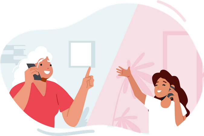 Enkelin telefoniert mit Oma  Illustration