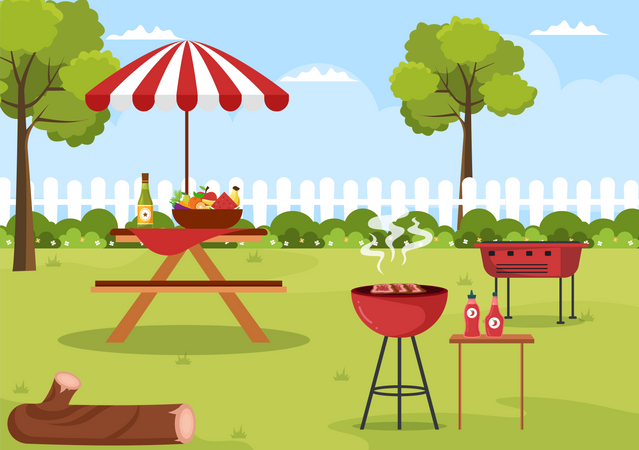 Ensalada y Tomates para Barbacoa  Ilustración