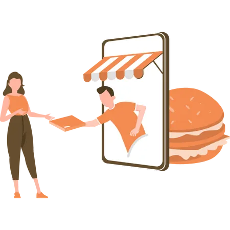 Entrega de comida en línea  Ilustración