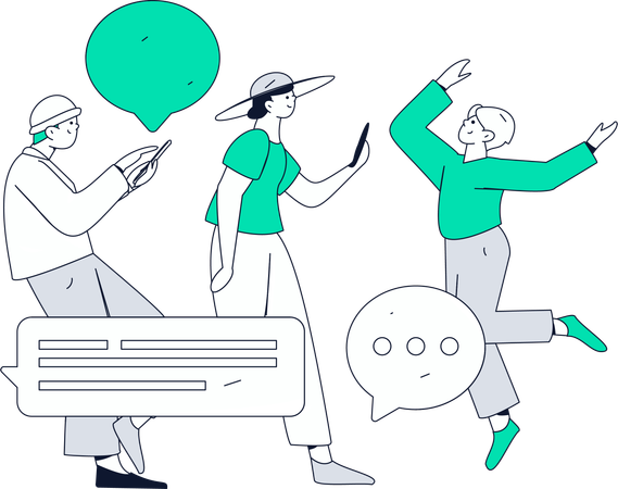 Equipe conversando por meio de mensagens online  Ilustração