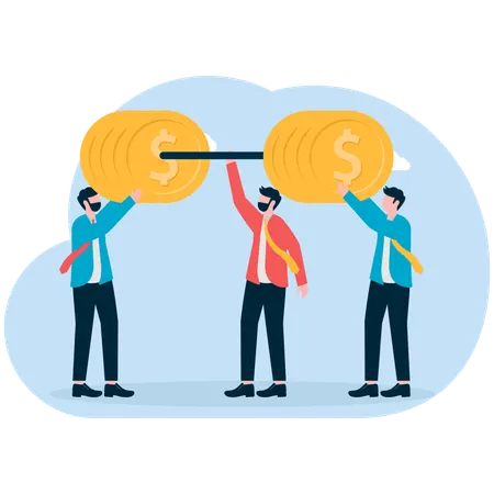 Equipe de negócios investindo no crescimento do dinheiro  Ilustração