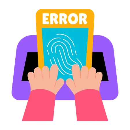 Niño que se enfrenta a un error en las huellas dactilares  Ilustración