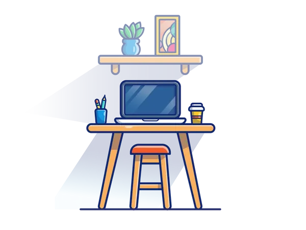 Espace de travail à la maison  Illustration