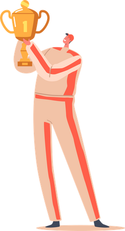 Esportista com taça de ouro  Ilustração
