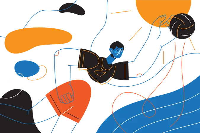 Esportista jogando vôlei  Ilustração