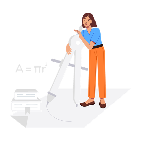 Estudiante haciendo estudio de matemáticas  Ilustración