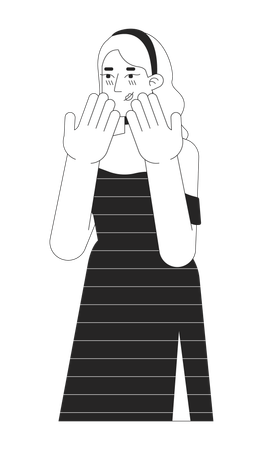 Jeune femme caucasienne timide et excitée  Illustration