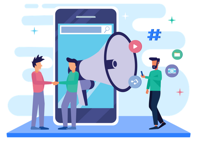 Entreprise faisant du marketing mobile  Illustration