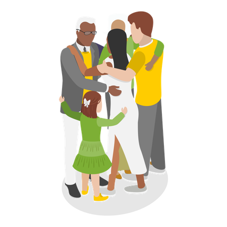 Família feliz fazendo abraço familiar  Ilustração