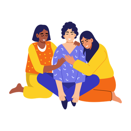 Female comforting each other  Illustration