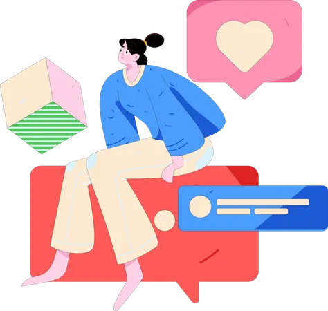 Female Doing Online Chat  Illustration