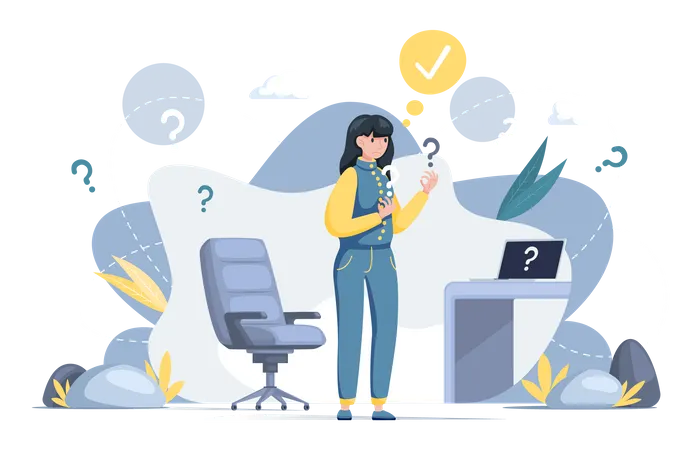 Female employee in confusion  イラスト