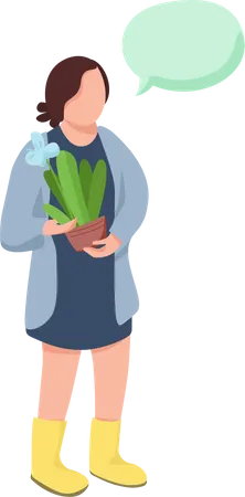 Female Gardener talking with someone  Illustration