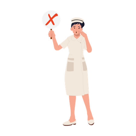 Female nurse holding No signboard  Illustration