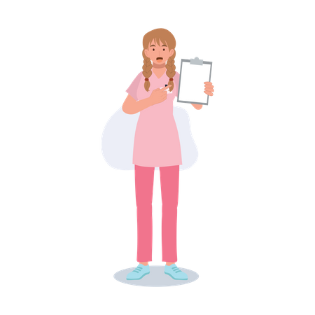 Female nurse showing medical report  Illustration