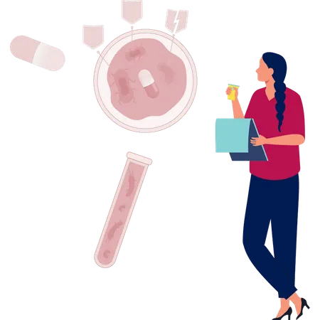 Female showing medicines  Illustration
