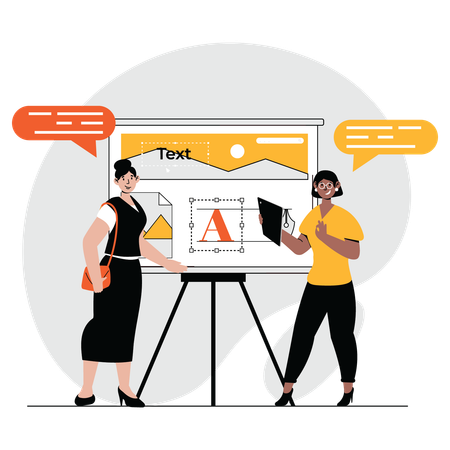 Female web developer developing website  Illustration