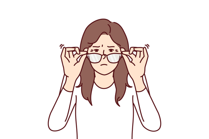 Femme ayant des problèmes de vision  Illustration