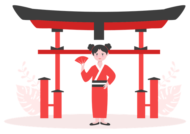 Femme chinoise en vacances  Illustration