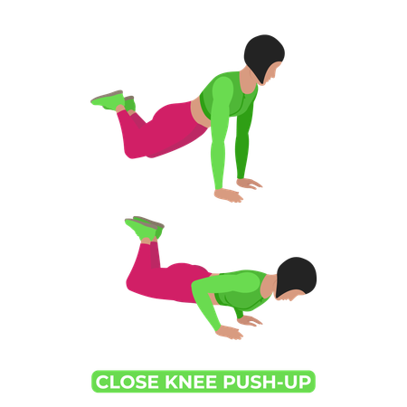 Femme faisant des pompes au genou près  Illustration