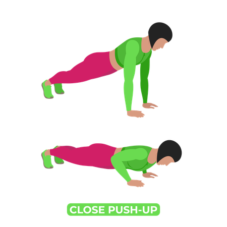 Femme faisant des pompes rapprochées  Illustration
