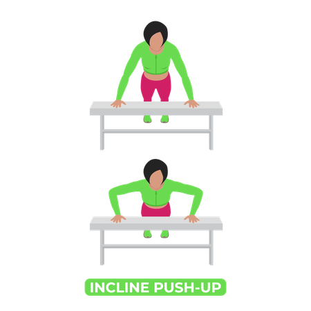 Femme faisant des pompes inclinées  Illustration