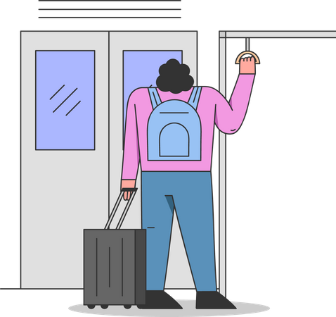Femme voyageant dans le métro  Illustration