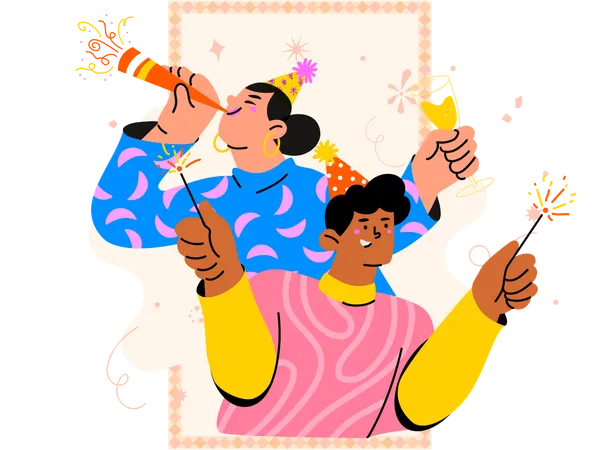 Célébration d'une fête d'anniversaire  Illustration