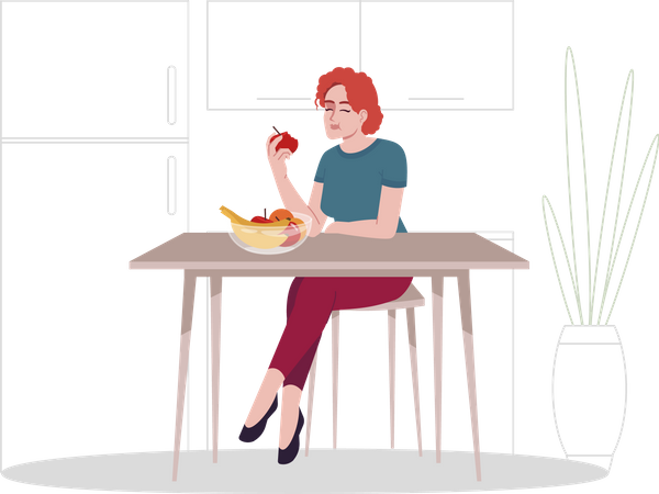 Fille appréciant les fruits frais  Illustration