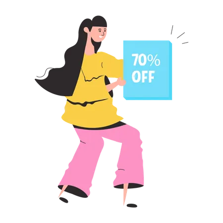 Fille bénéficiant d'une offre de réduction  Illustration