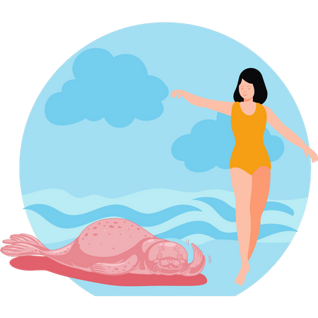 Fille sur la mer  Illustration