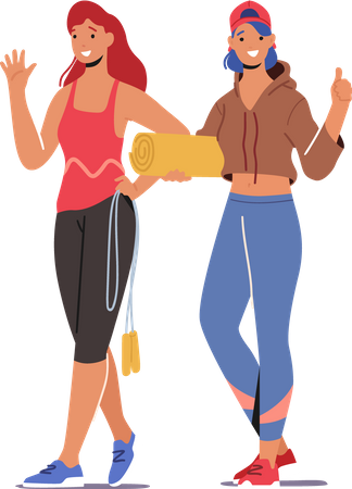 Filles en salle de sport  Illustration