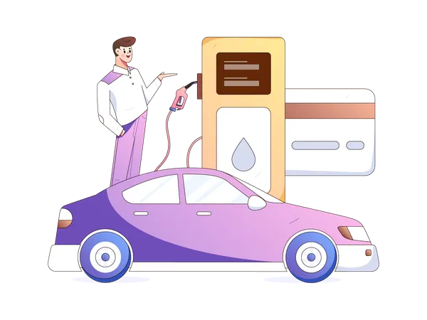 Filling petrol into car  Illustration